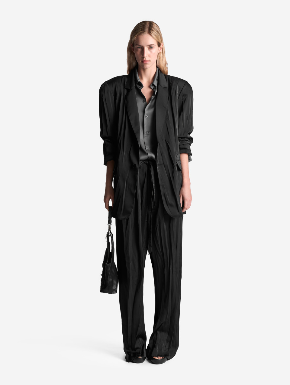 Брюки на шнурке из атласа, фото 4