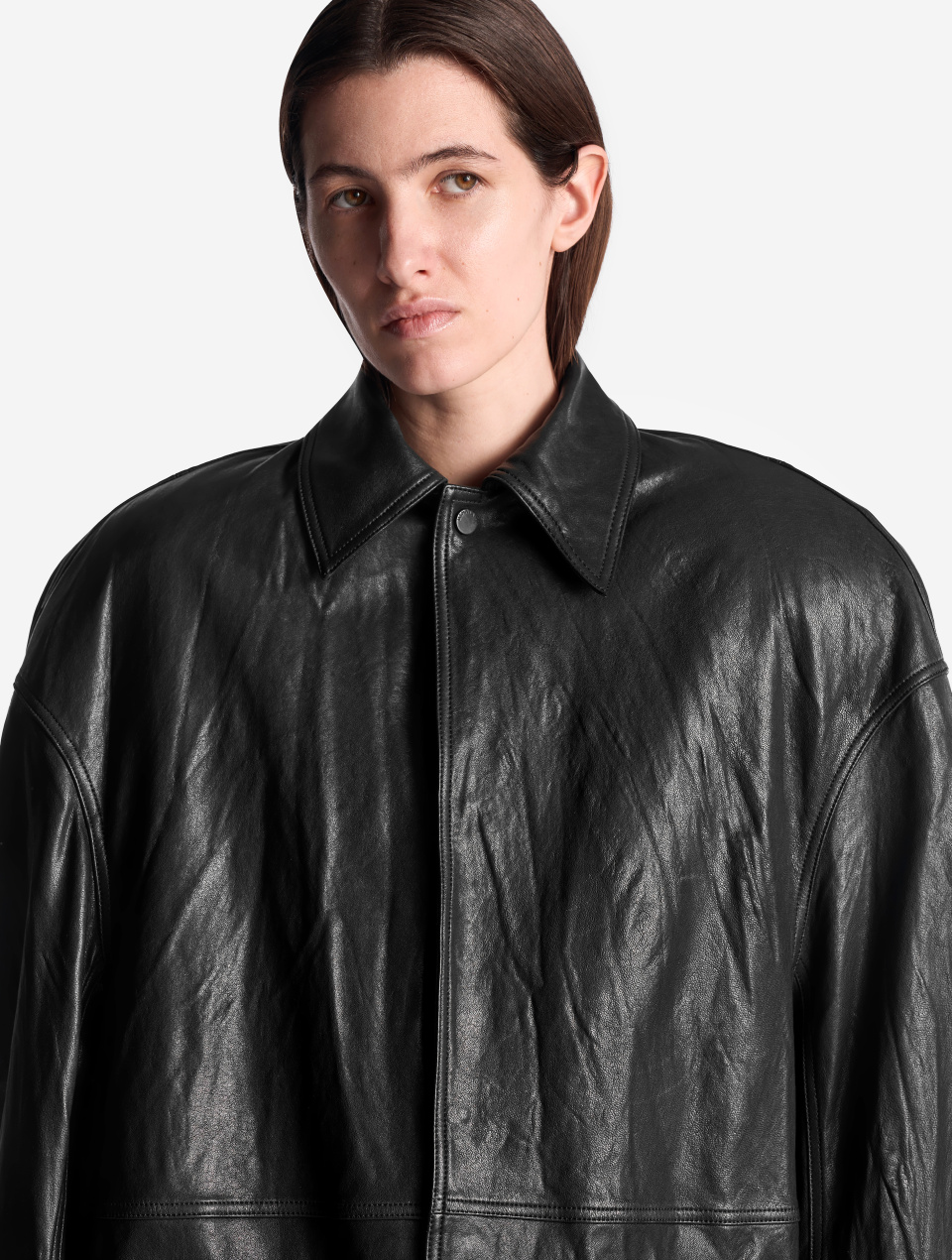Кожаная куртка О-силуэта, фото 3