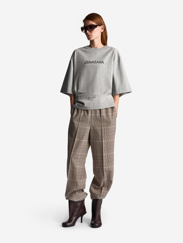 Брюки на резинке в клетку