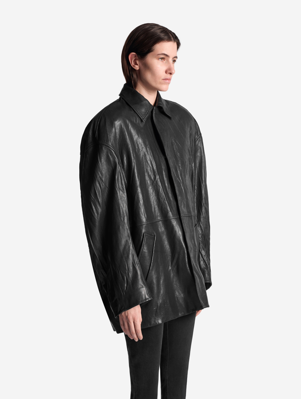 Кожаная куртка О-силуэта, фото 4