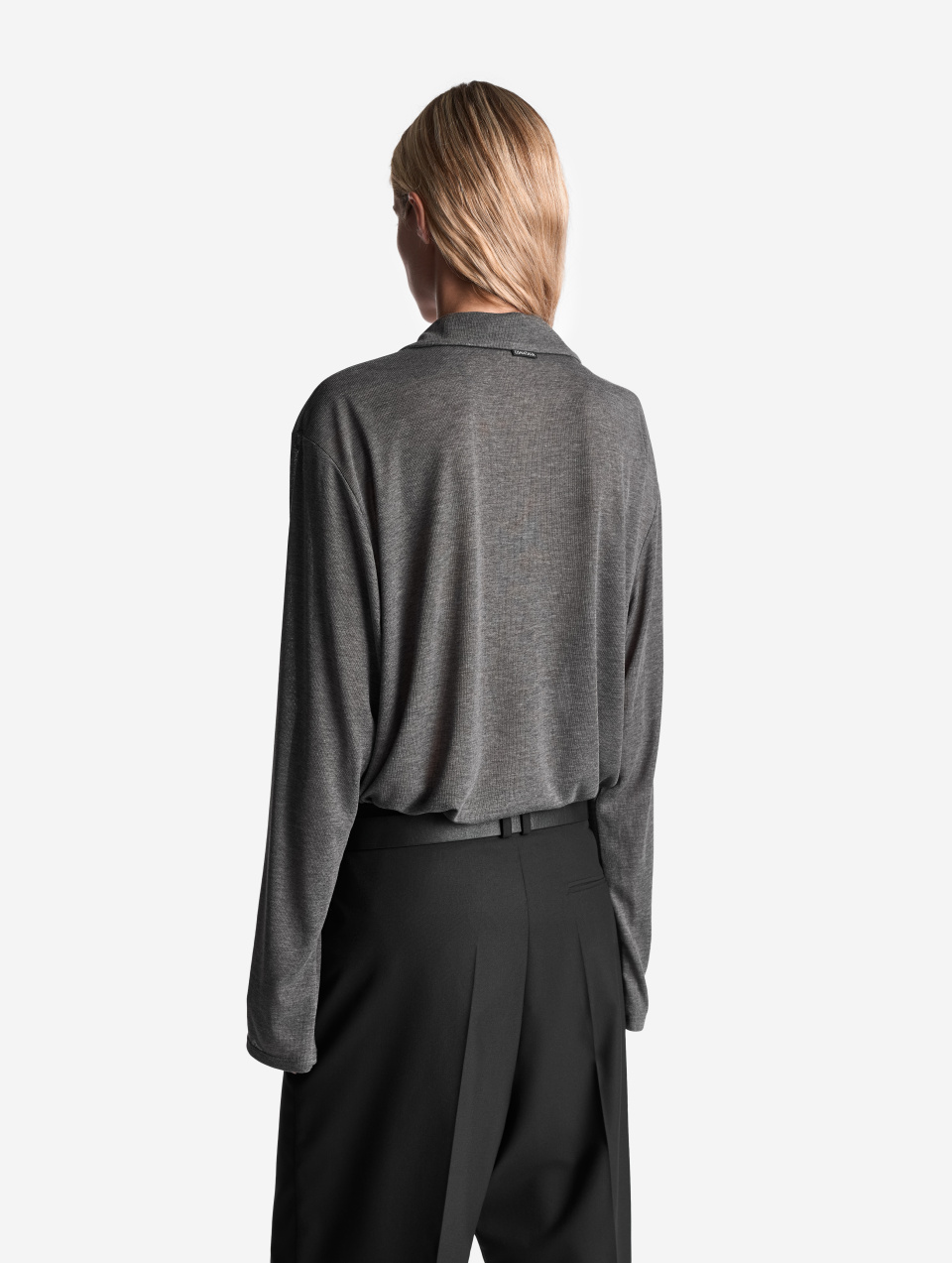 Тонкий трикотажный лонгслив поло, фото 4