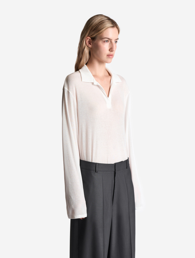 Тонкое трикотажное поло-лонгслив 