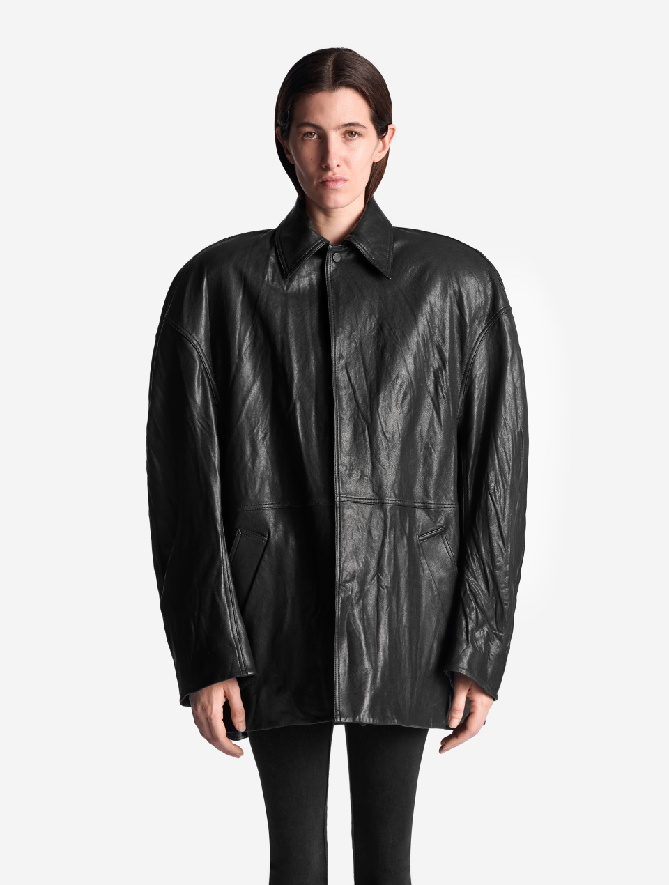 Кожаная куртка О-силуэта, фото 2