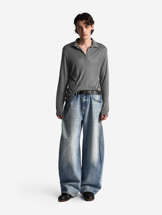 Тонкое трикотажное поло-лонгслив 