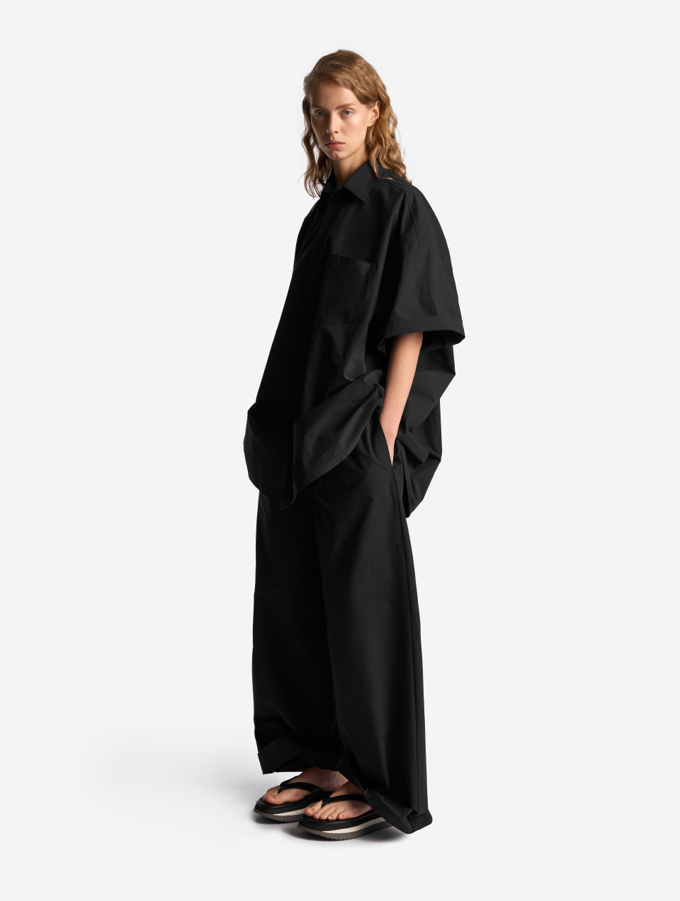 Широкие брюки из вареного хлопка, фото 3