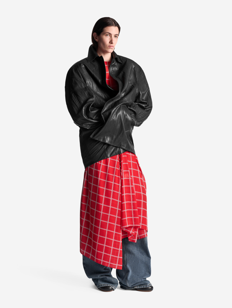 Кожаная куртка О-силуэта, фото 1