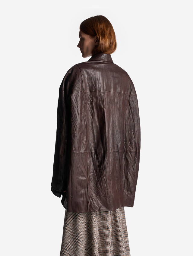 Кожаная куртка О-силуэта