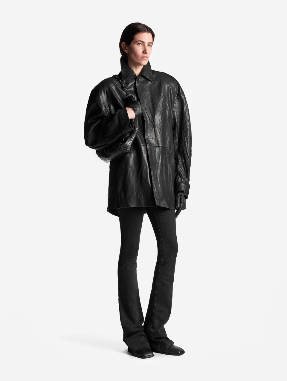 Кожаная куртка О-силуэта, фото 6