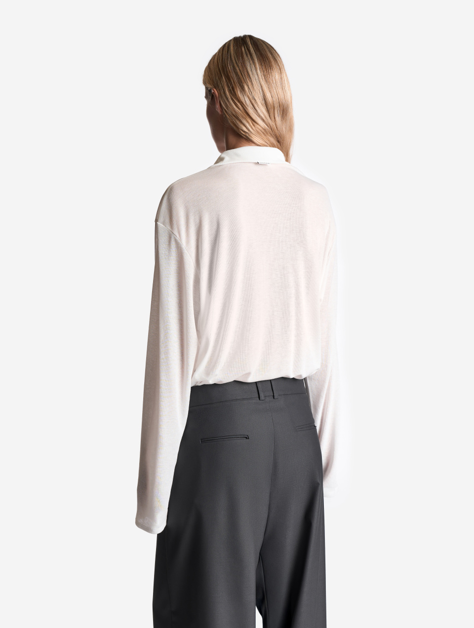 Тонкий трикотажный лонгслив поло, фото 4