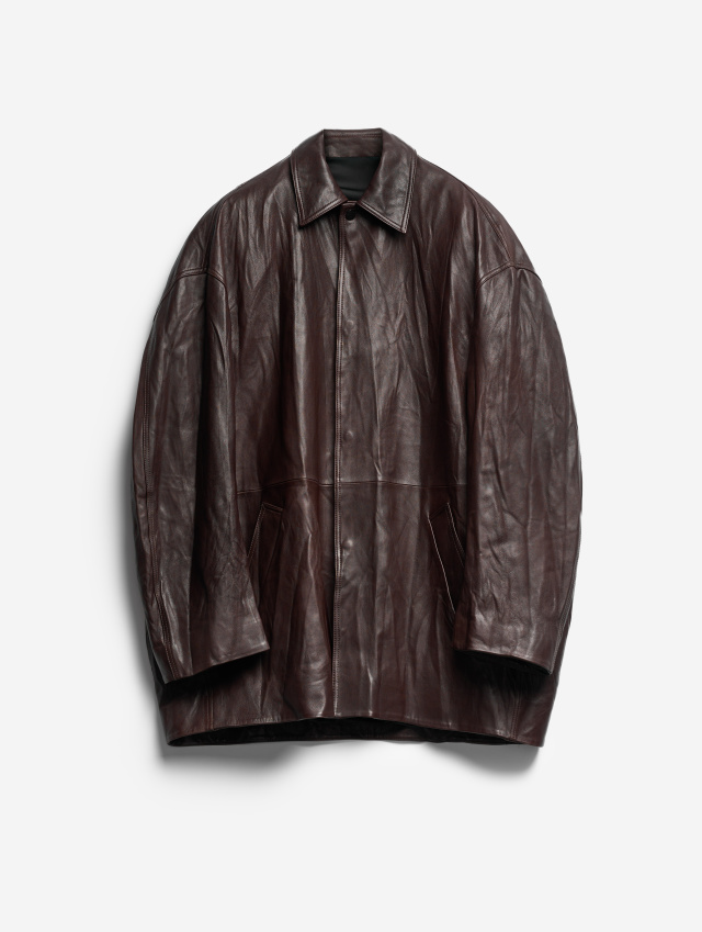 Кожаная куртка О-силуэта